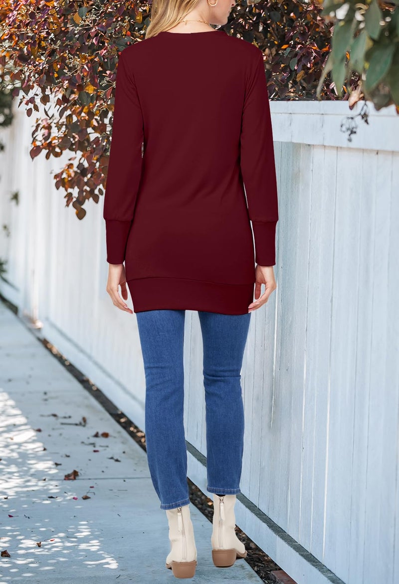 MEROKEETY Women's 2026 Spring Long Sleeve Cardigan Sweater Lightweight Snap Button Down Open Front Casual Outfit, Wine, XXL - Image 5